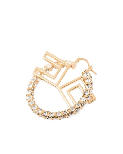 Elisabetta Franchi White Logo-Detail Embellished Earrings