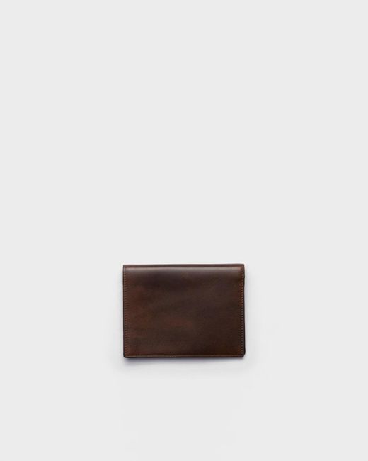 Prada Brown Antiqued Leather Wallet