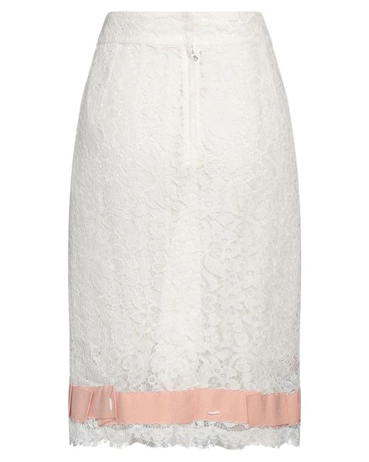 Dolce & Gabbana White Solid Color Lace Pencil Skirt