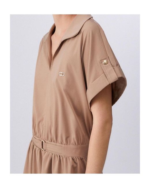 Liu Jo Brown Better V-Neck Mini Dress