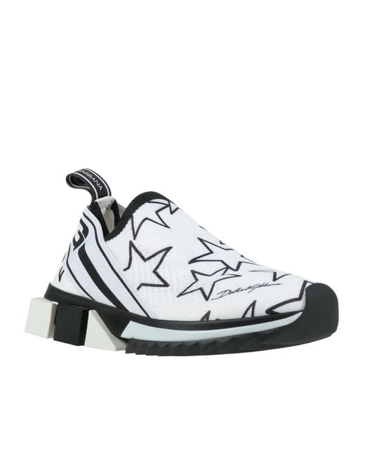 Dolce & Gabbana White Two-Tone Knit Sock Sneakers