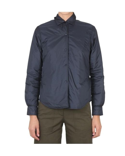 Aspesi Blue Button Padded Shirt Jacket