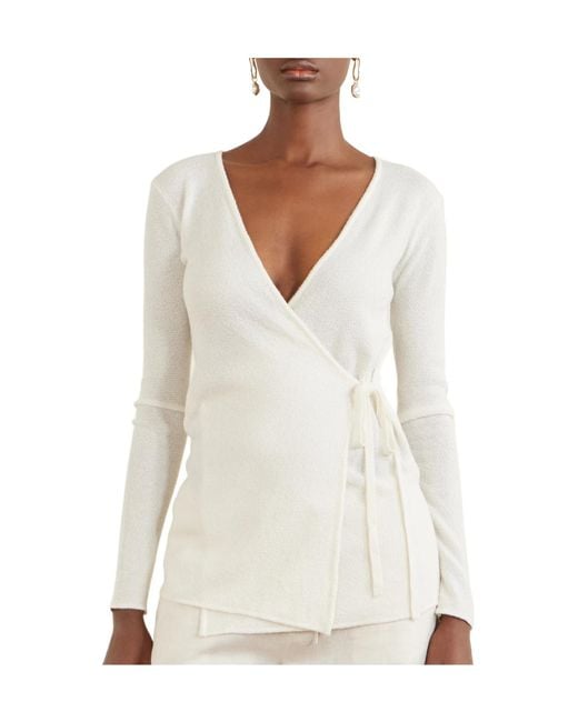The Elder Statesman White Cashmere And Silk-Blend Wrap Cardigan