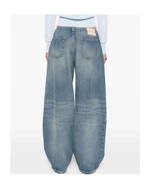 McQueen Blue Logo Patch Wide-Leg Jeans