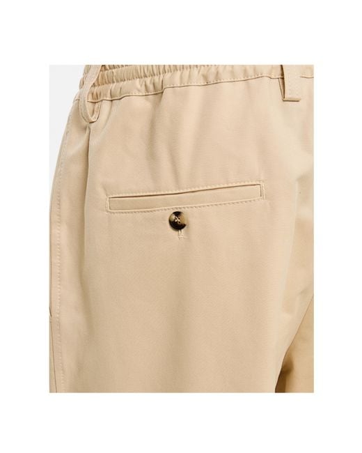 Marni Natural Pleated Tapered Leg Gabardine Trousers for men