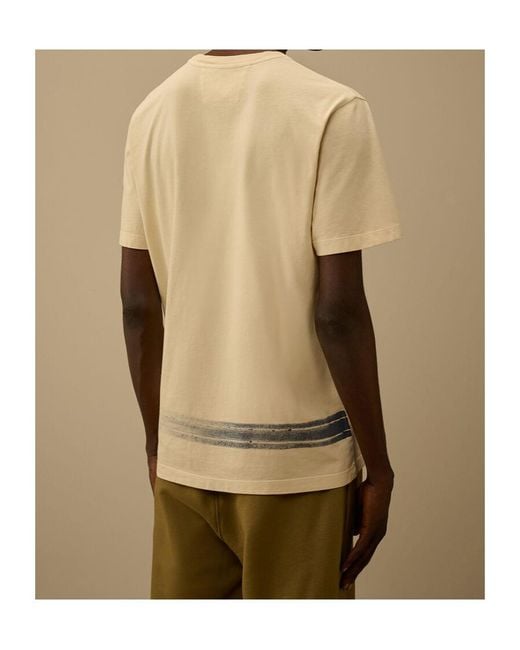 C P Company Natural Logo Printed Crewneck T-Shirt for men