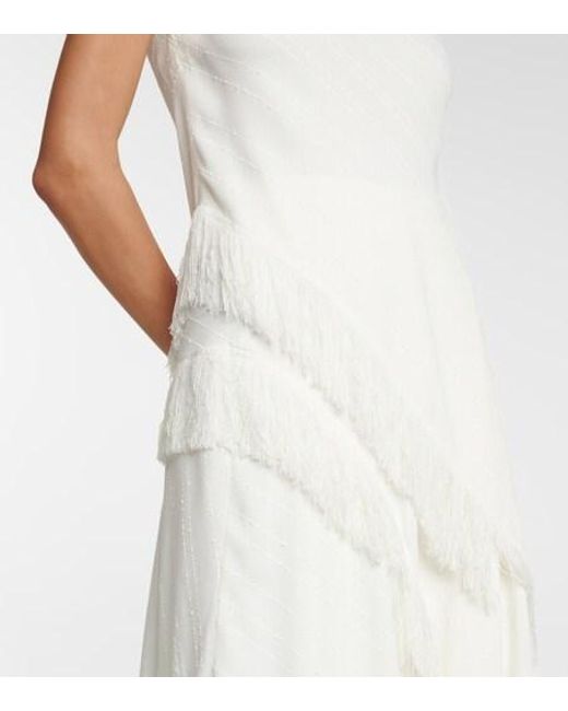 Proenza Schouler White Fringe-Trimmed Crêpe Top