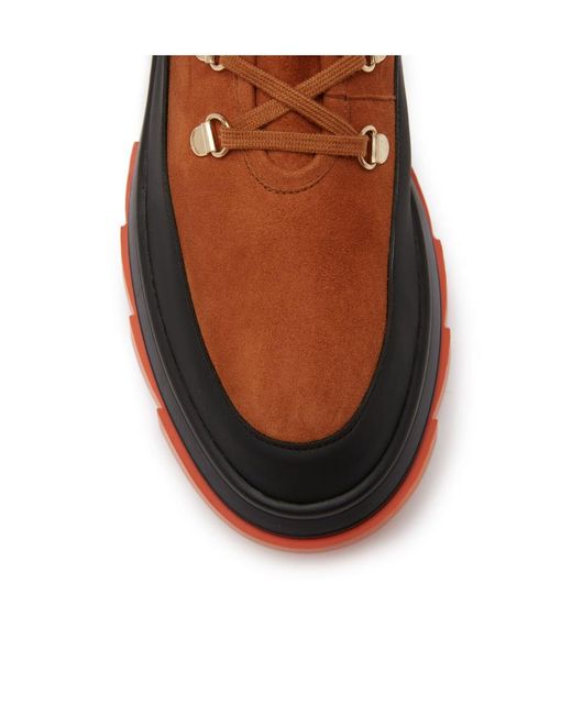 Stuart Weitzman Brown Chunky Lace-Up Suede Boots