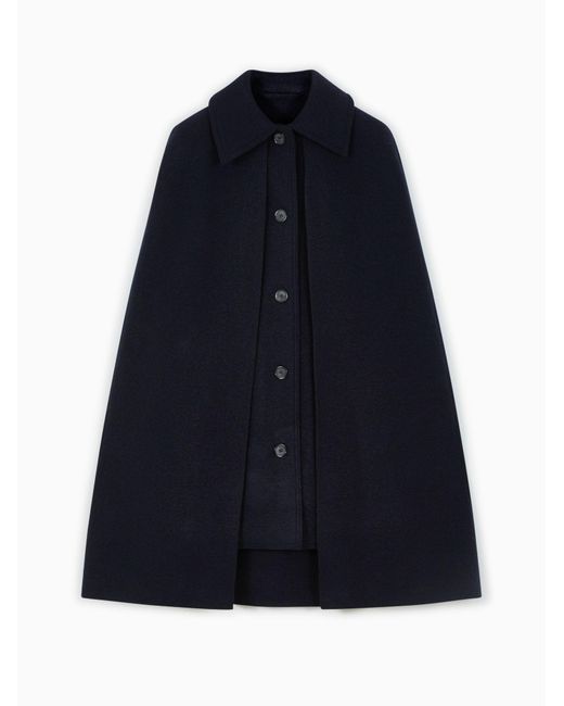 Totême Blue Buttoned Cape Coat