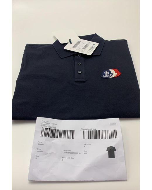 Moncler Blue Logo Patch Polo Shirt for men