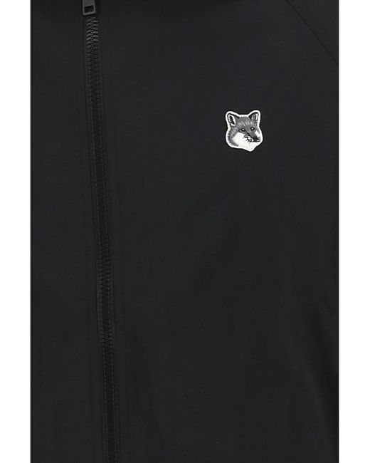 Maison Kitsuné Black Maison Kitsuné Fox Head Patch Embroidered Windbreaker for men