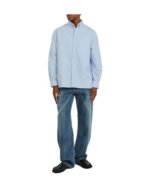 J.W. Anderson Blue Logo-Embroidered Cotton Shirt for men