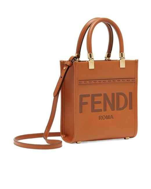 Fendi Brown Sunshine Mini Tote Bag
