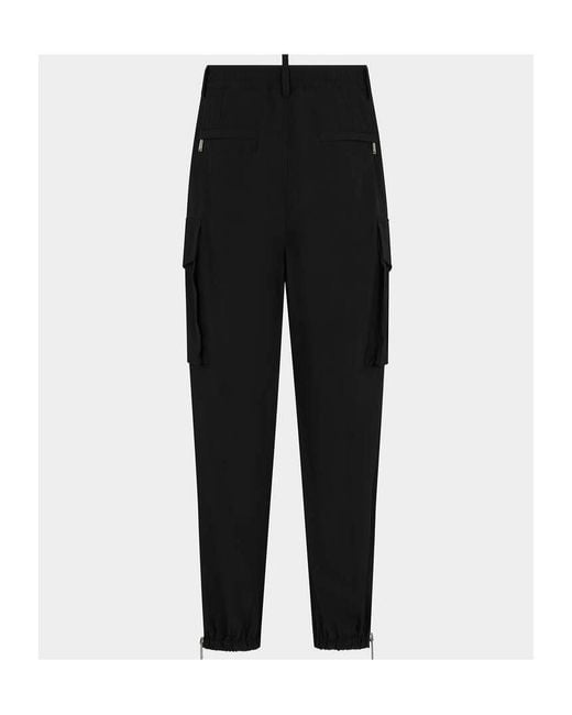 DSquared² Black Baggy Fit Pleated Cargo Pants for men