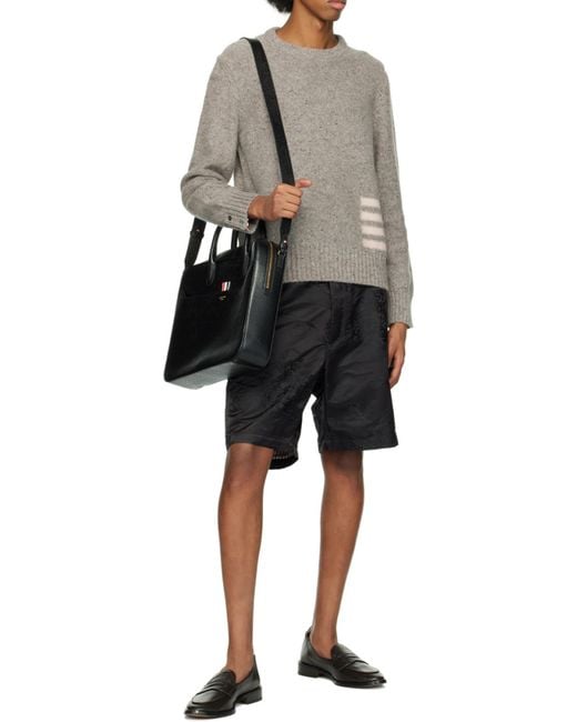 Thom Browne Black Logo-Print Top Handle Laptop Bag for men
