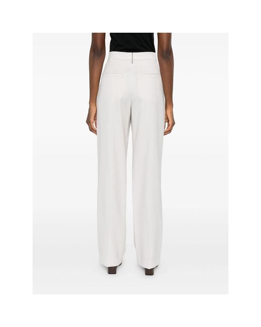 Brunello Cucinelli White Pleated Straight Leg Pants