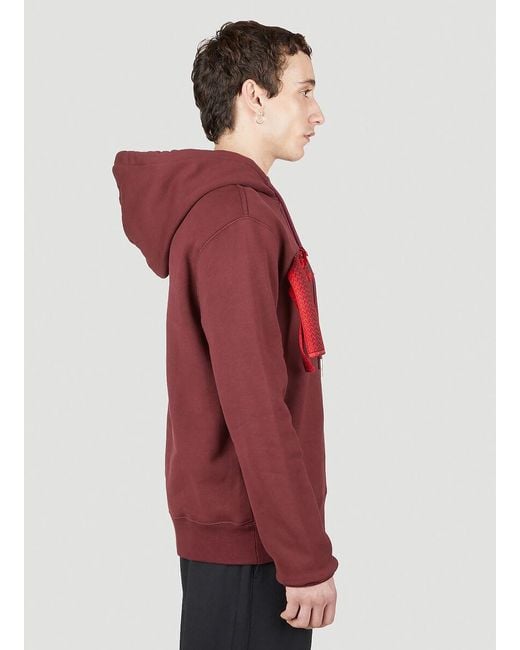 Lanvin Red Curb Lace Hoodie for men