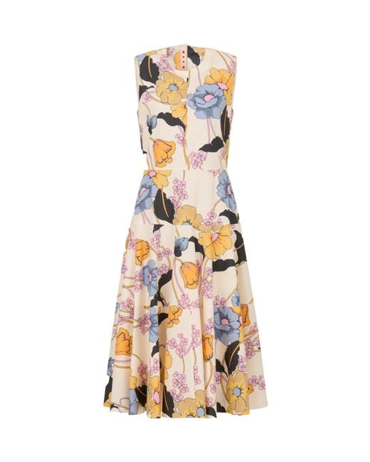 Marni Metallic Melodia Print Poplin Midi Dress