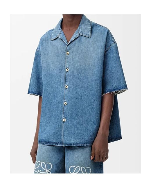 Loewe Blue Anagram Short Sleeved Shirt for men