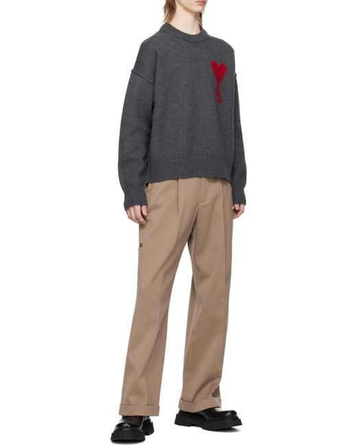 AMI Gray Ami Paris Sweater for men