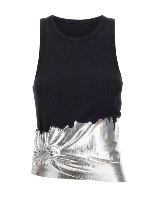 Rabanne Blue Rabanne Brushstroke Asymmetric Top