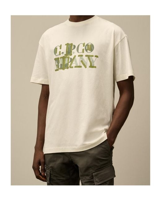 C P Company Natural Logo Graphic T-Shirt for men