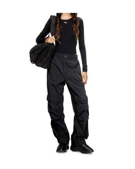 DIESEL Black Logo Detailed Long Sleeved Bodysuit