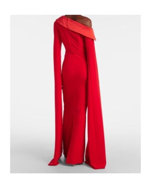 Safiyaa Red Rinoa Caped Crépe Gown
