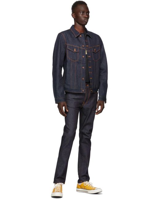 Nudie Jeans Blue Lean Dean Low-Rise Slim Jeans for men