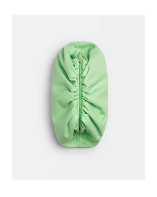 Bottega Veneta Green The Pouch Ruched Clutch Bag