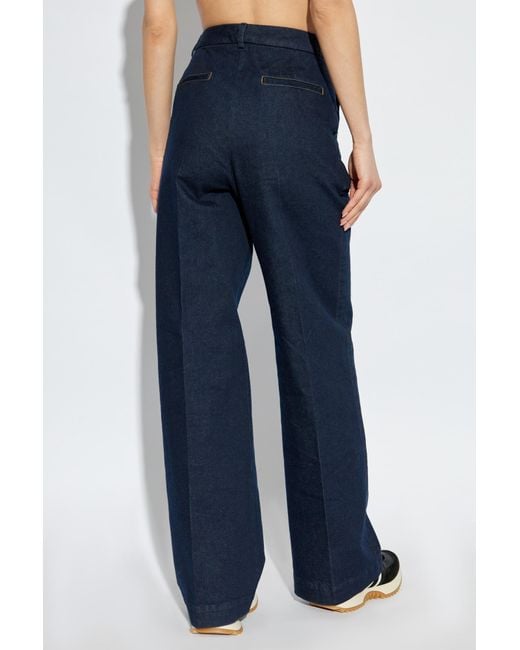 Moncler Blue High-Waisted Wide-Leg Jeans