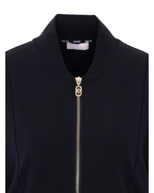 Liu Jo Blue Logo Detail Zip-Up Jumpsuit