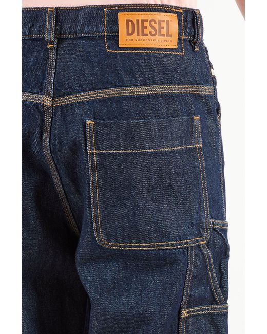 DIESEL Pink Logo Patch Straight-Leg Jeans for men