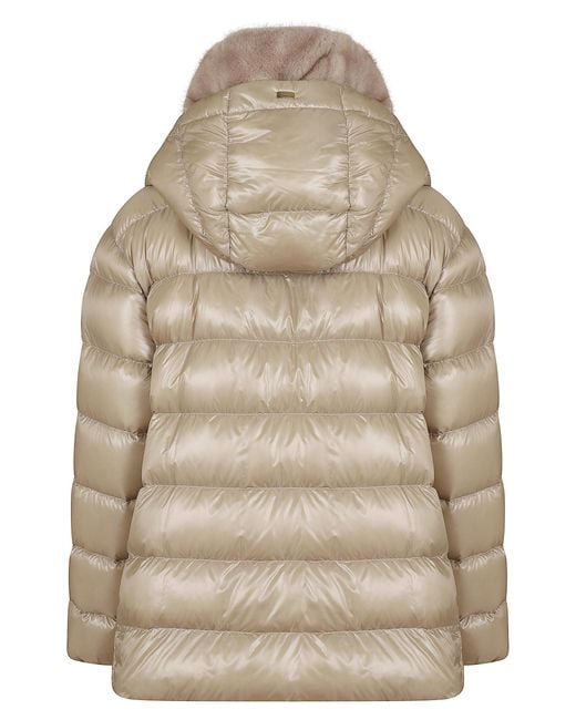 Herno Natural Hooded Faux Fur Down Jacket