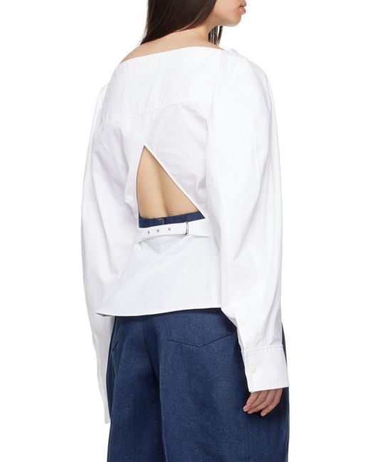 Jacquemus White La Chemise Barco Boat Neck Shirt