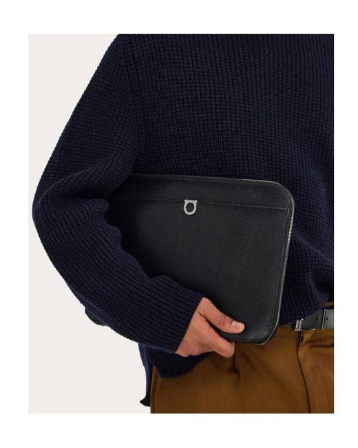 Ferragamo Black Gancini Document Holder for men