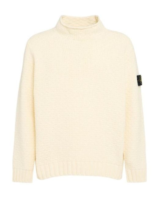 Stone Island Natural Cotton Chenille Crewneck Sweater for men