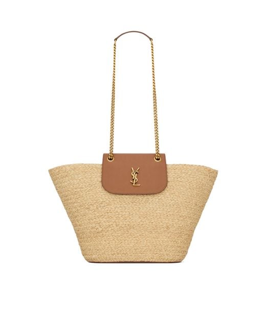Saint Laurent Natural Manon Logo Plaque Shoulder Bag