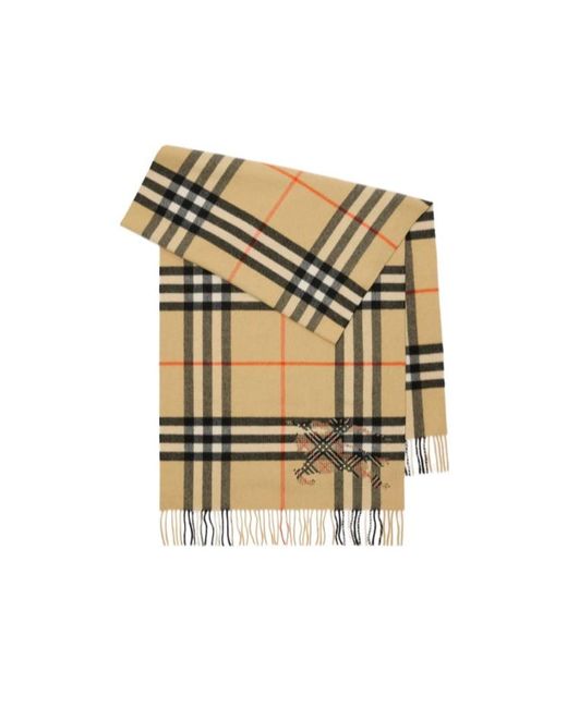 Burberry Metallic Wide Cross Stitch Ekd Check Fringed Scarf