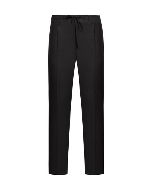 Tagliatore Black Drawstring Casual Pants for men