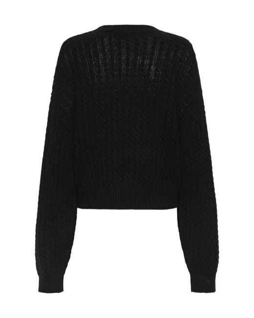 ROTATE BIRGER CHRISTENSEN Black Cable Crewneck Sweater