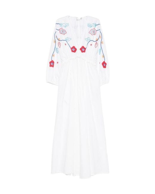 Forte_forte White Floral-Embroidered Cotton Maxi Dress