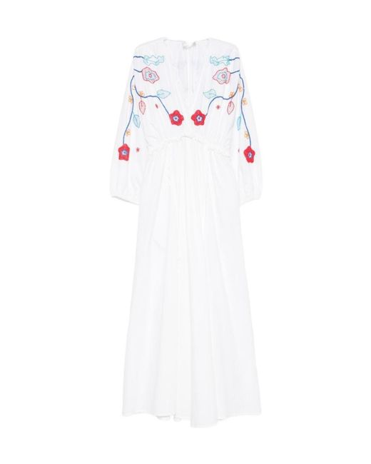 Forte_forte White Floral-Embroidered Cotton Maxi Dress