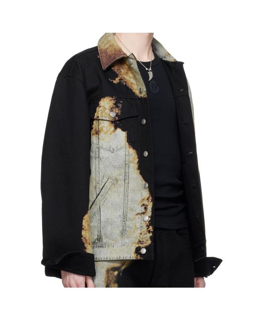 Alexander McQueen Black Abstract Print Denim Jacket for men
