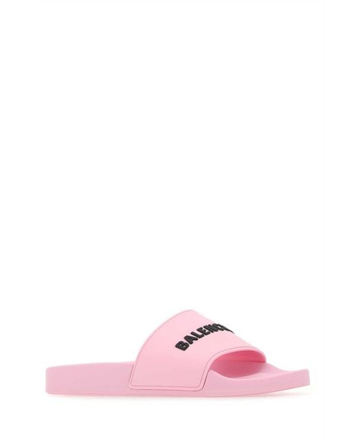 Balenciaga Pink Logo Printed Slides