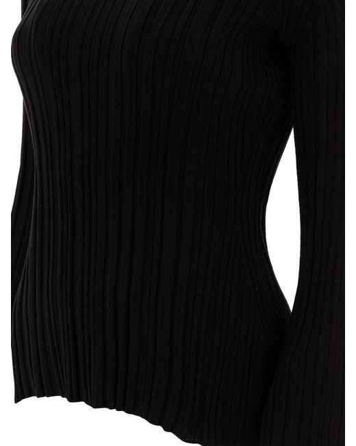 Loulou de Saison Black Elsa Ribbed Long Sleeve Top