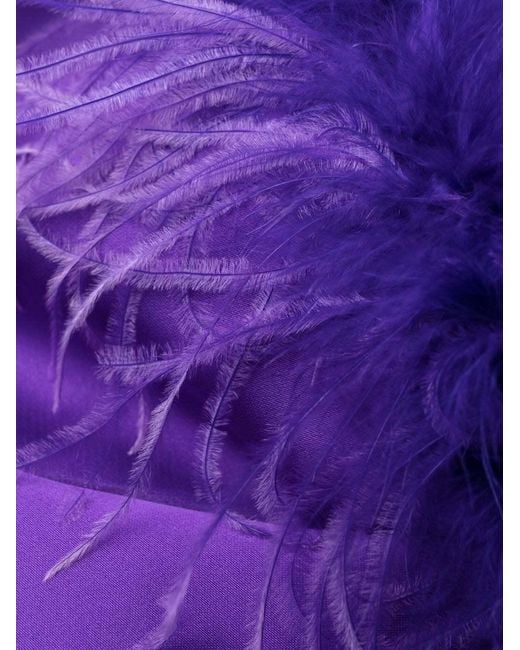 P.A.R.O.S.H. Purple Feather-Trim Satin Dress
