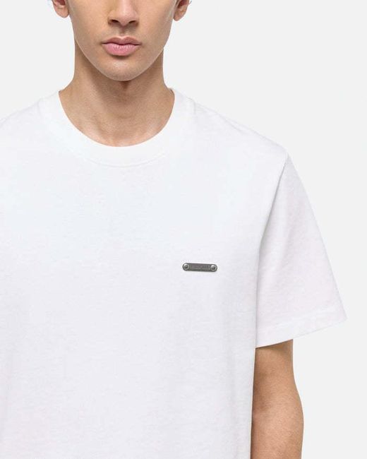Helmut Lang White Logo Embroidered Crewneck T-Shirt for men