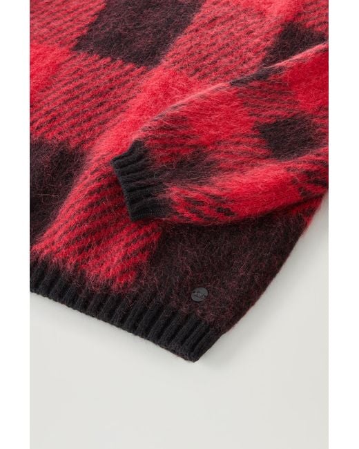 Woolrich Red Checked-Intarsia Knitted Jumper
