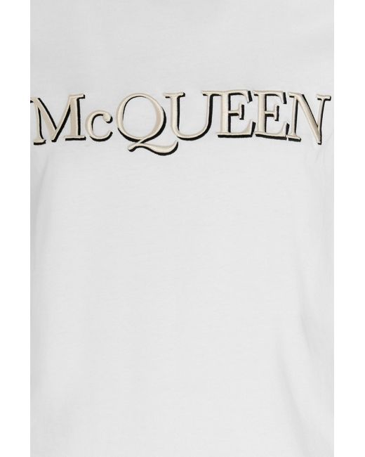 McQueen White Logo Embroidered T-Shirt for men